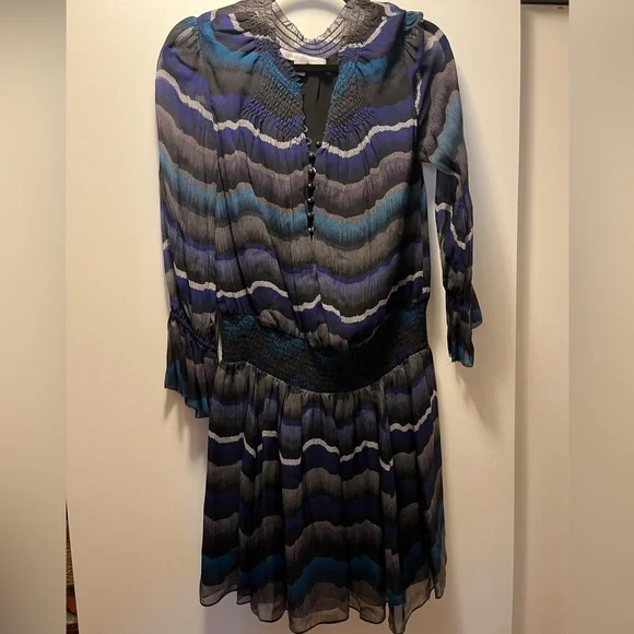 Diane Von Furstenberg | Dresses | Diane Von Furstenberg Kelley Smocked Chiffon  Dress | Poshmark